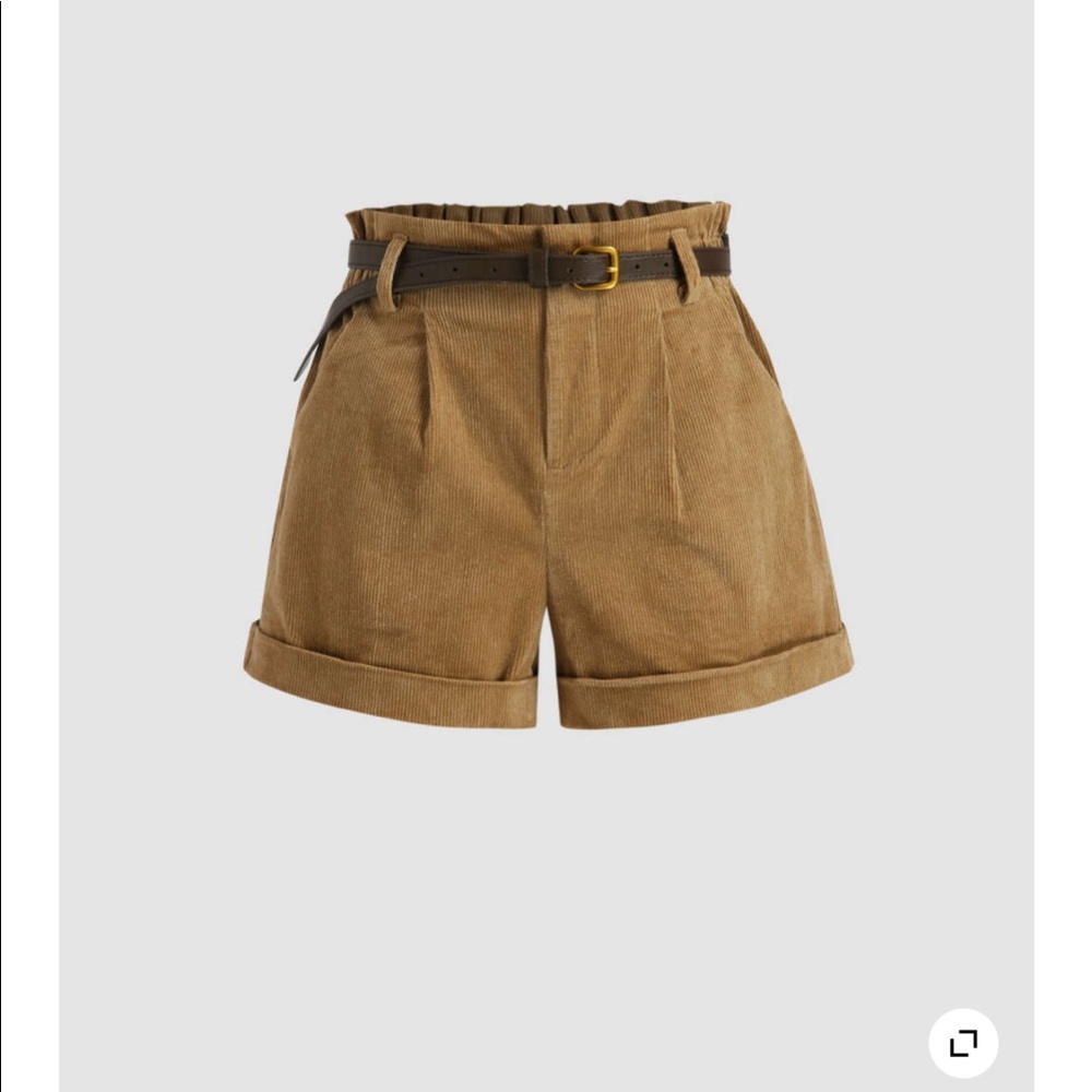 Camel corduroy belted shorts